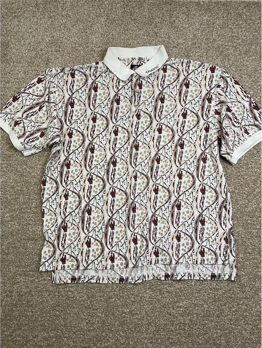 Tabasco Polo Shirt Mens XL White Short Sleeve Golf Club Peppers Embroidered